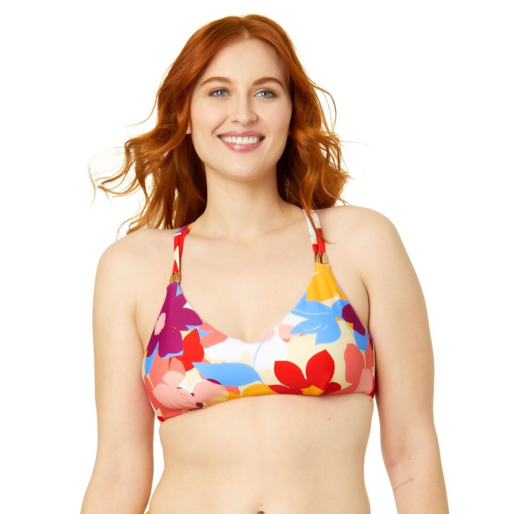 Time and Tru Womens 3X Floral X-Back Bikini Swim Top